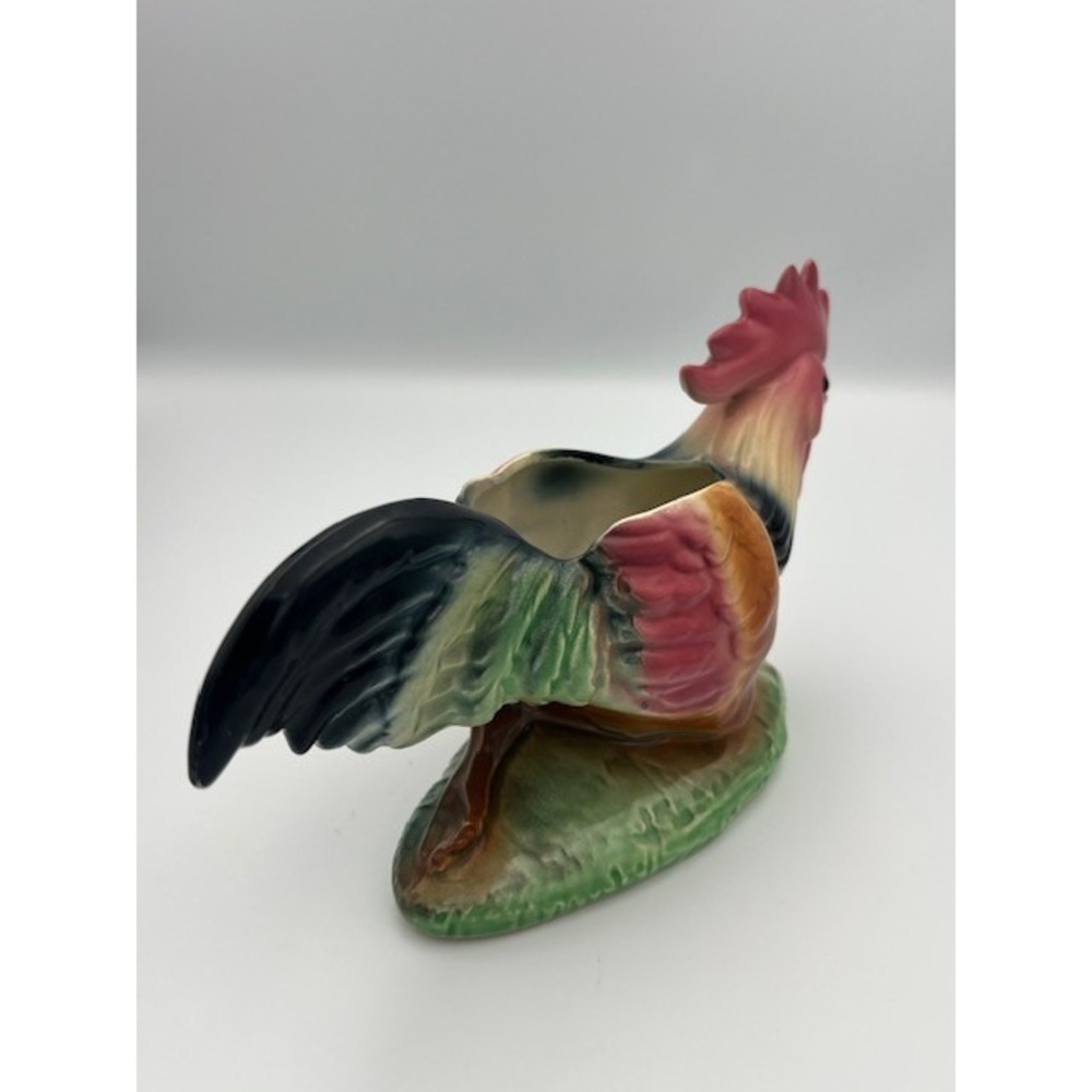 Vintage Ceramic Rooster Planter Hand Painted Farmhouse Figurine Multicolored - Picture 11 of 13